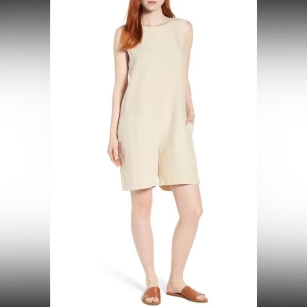 Eileen Fisher Organic Linen Relaxed Romper/Jumpsuit Women’s s Size Large - Picture 3 of 13